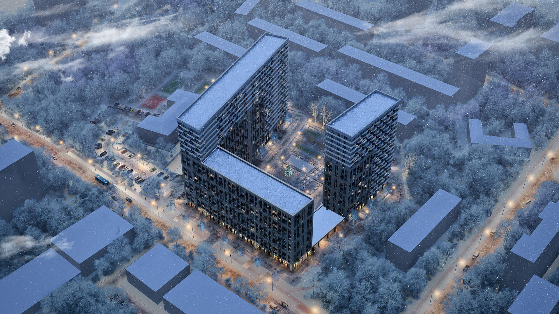 ЖК Михайлова, 31 / комфорт-класс / зимняя 3D-визуализация